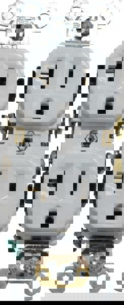 Straight Blade Duplex Receptacle: NEMA 5-20R, 20 Amps, Self-Grounding